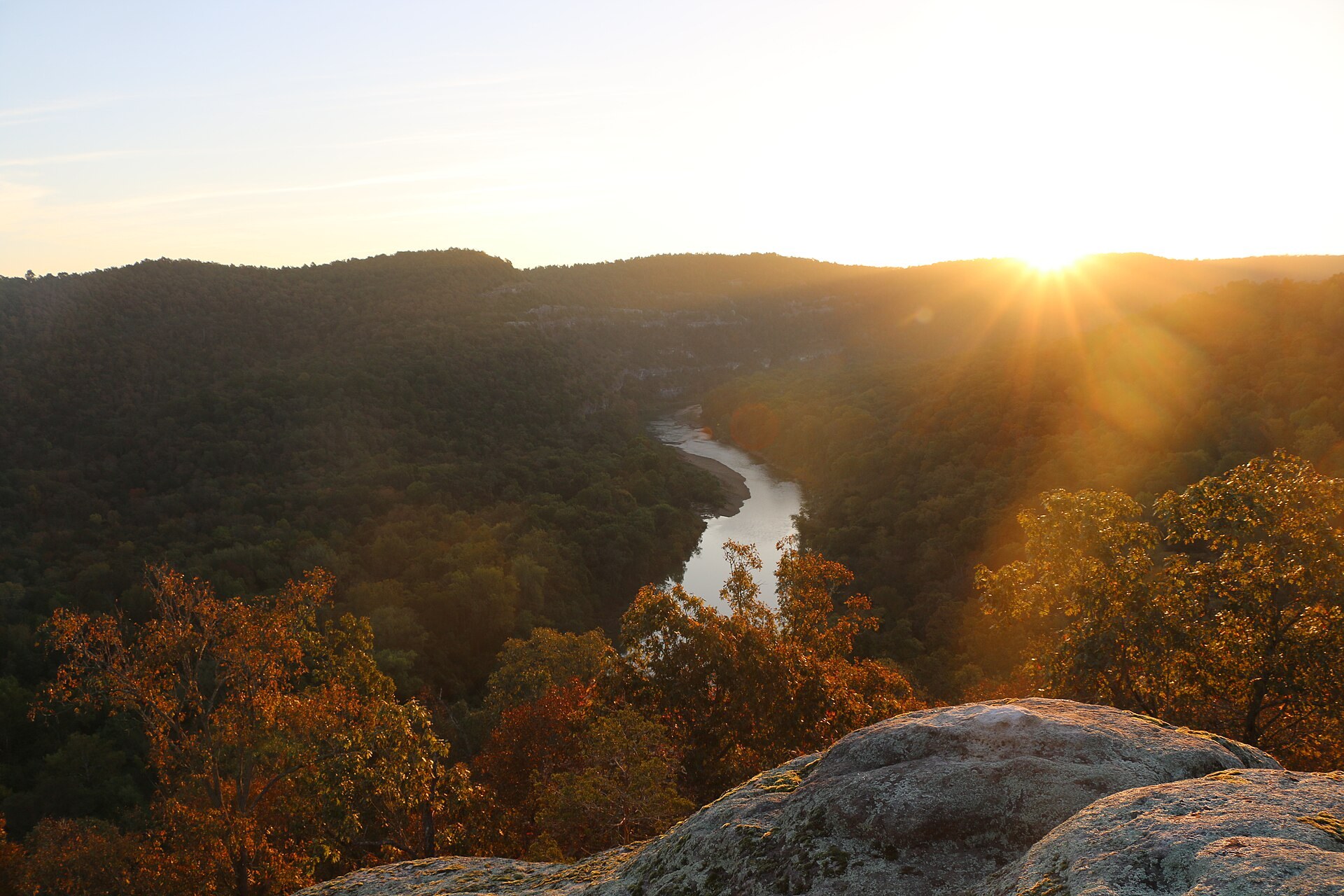Autumn sunrise over the Buffalo River wilderness in Arkansas
