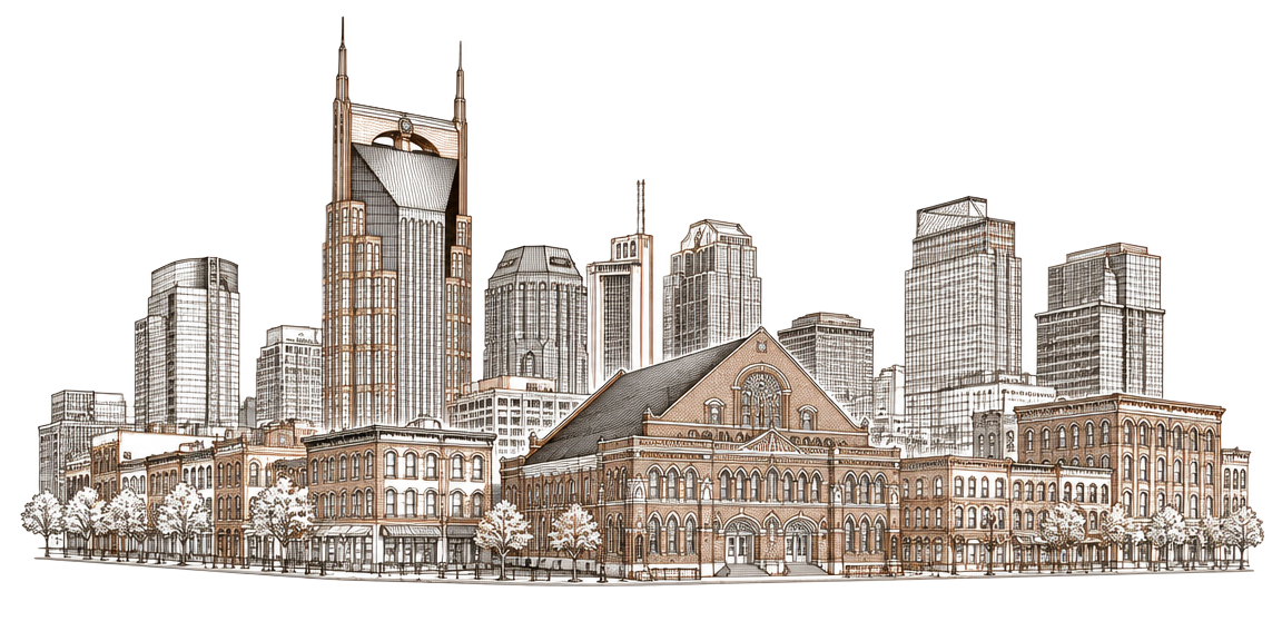 Line drawing of the Nashville skyline